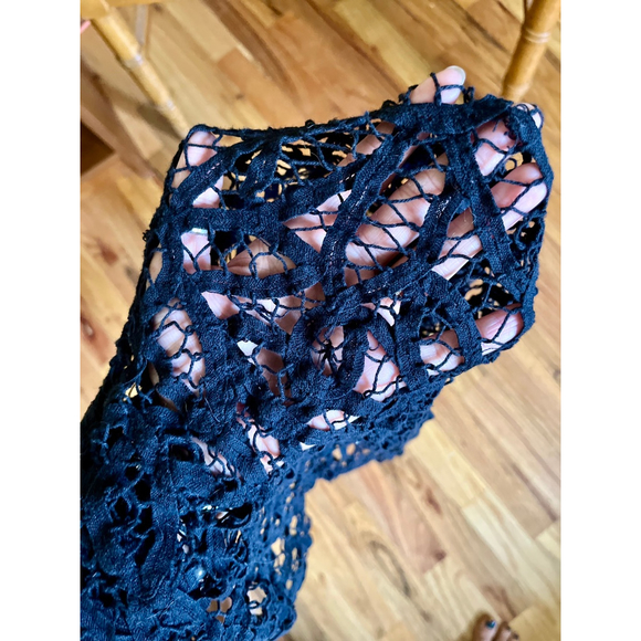 Free People Intimately Black Mini Lace Dress Intimates Swimsuit Cover Size XS - Picture 9 of 14